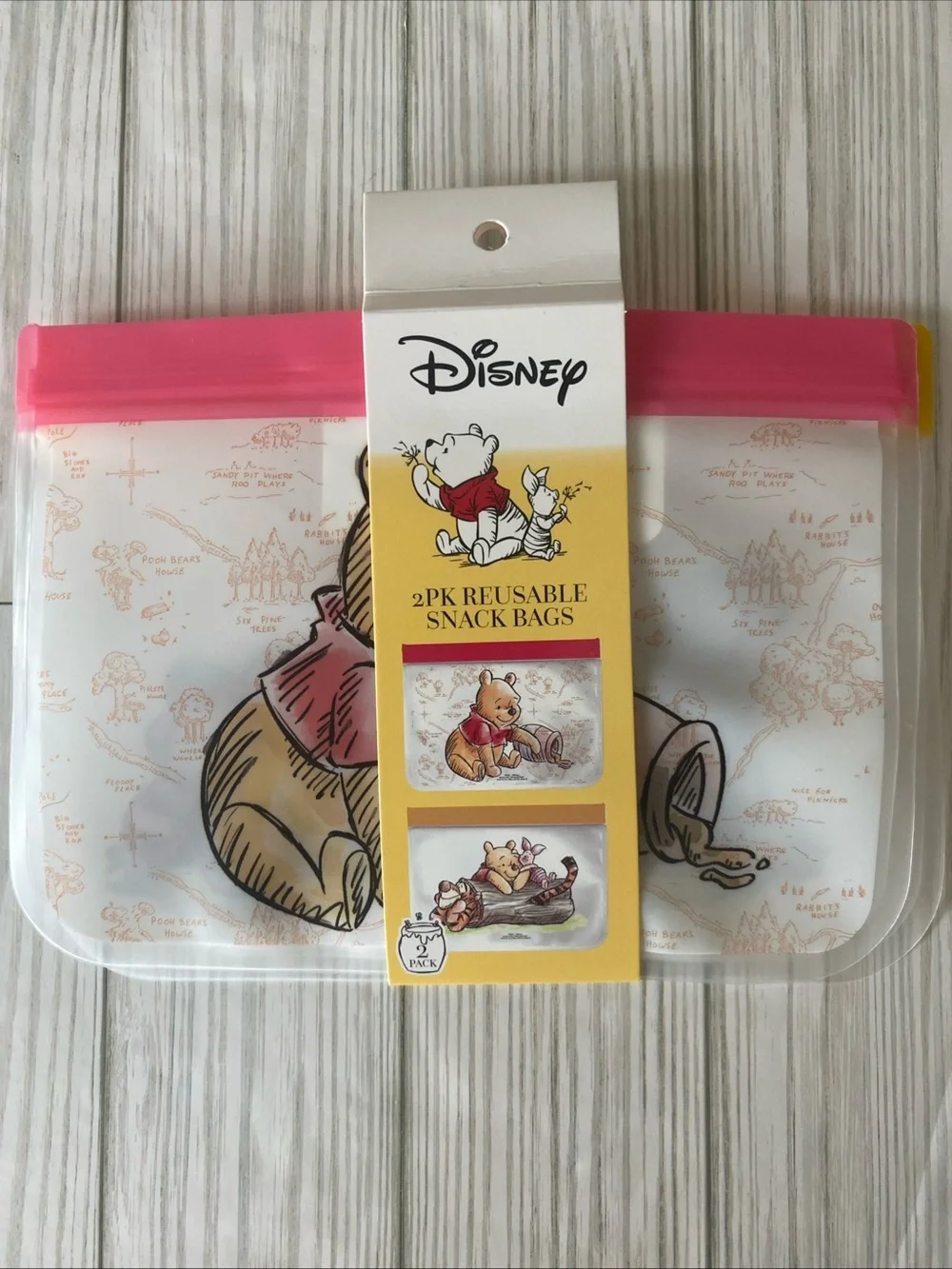 WINNIE THE POOH 2 Pack Reuseable Snack Bags/Pouches
